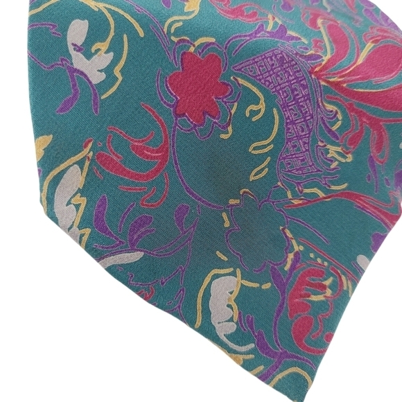 Milano | Men's Vintage Multicolored Floral Printed Silk Tie (One Size) - Picture 9 of 12